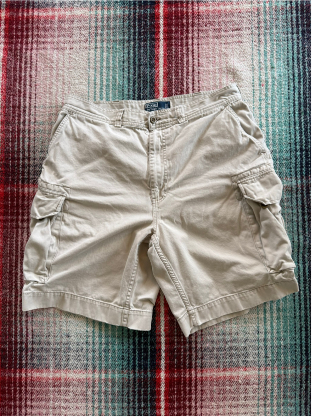 Vintage Polo Ralph Lauren Khaki Cargo Shorts 36